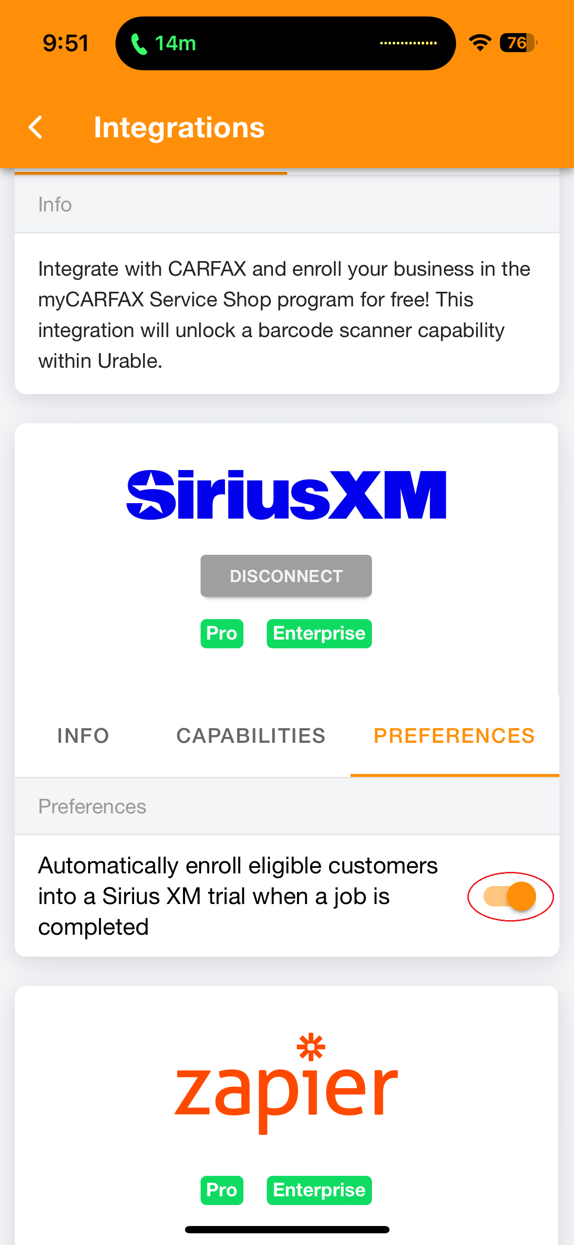 SXM Preferences Mobile