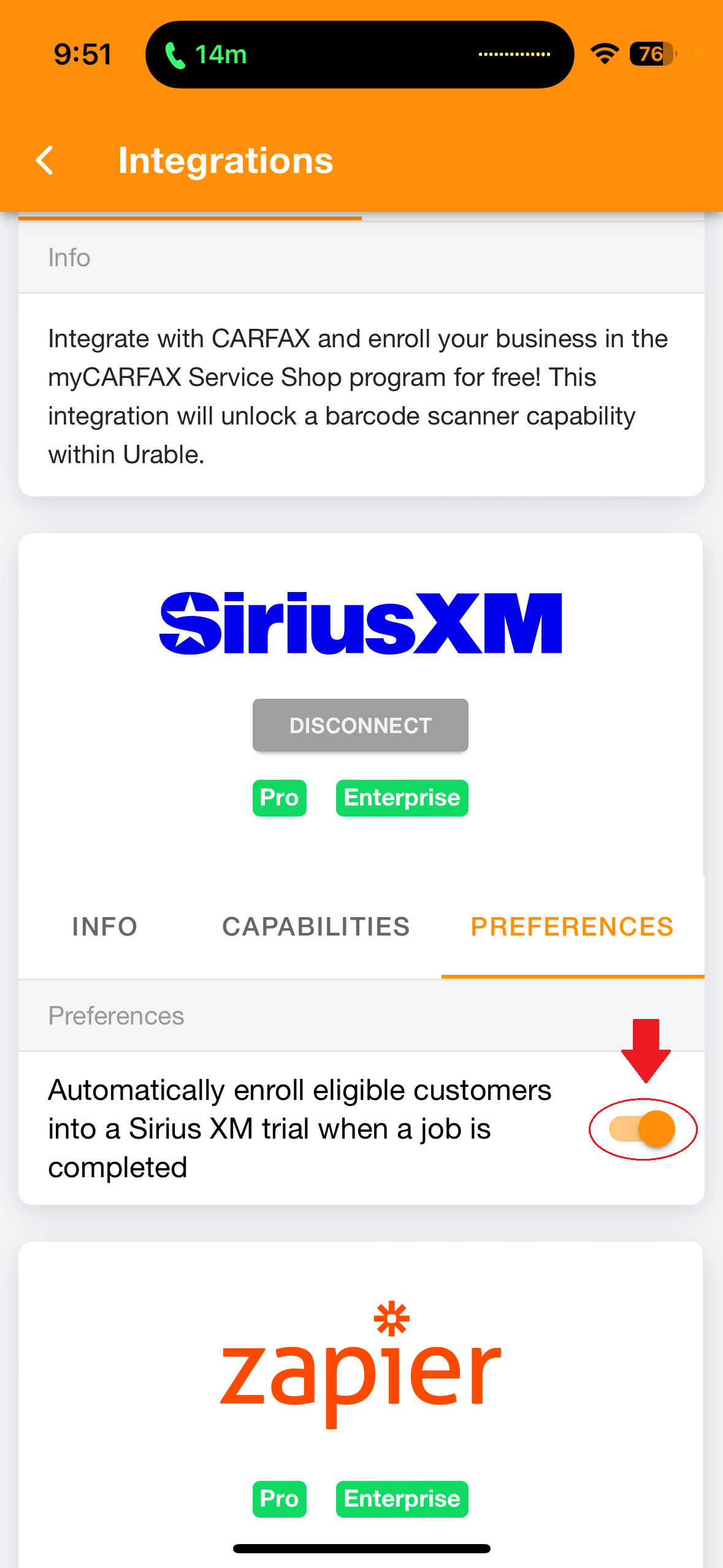 SXM Preferences Mobile